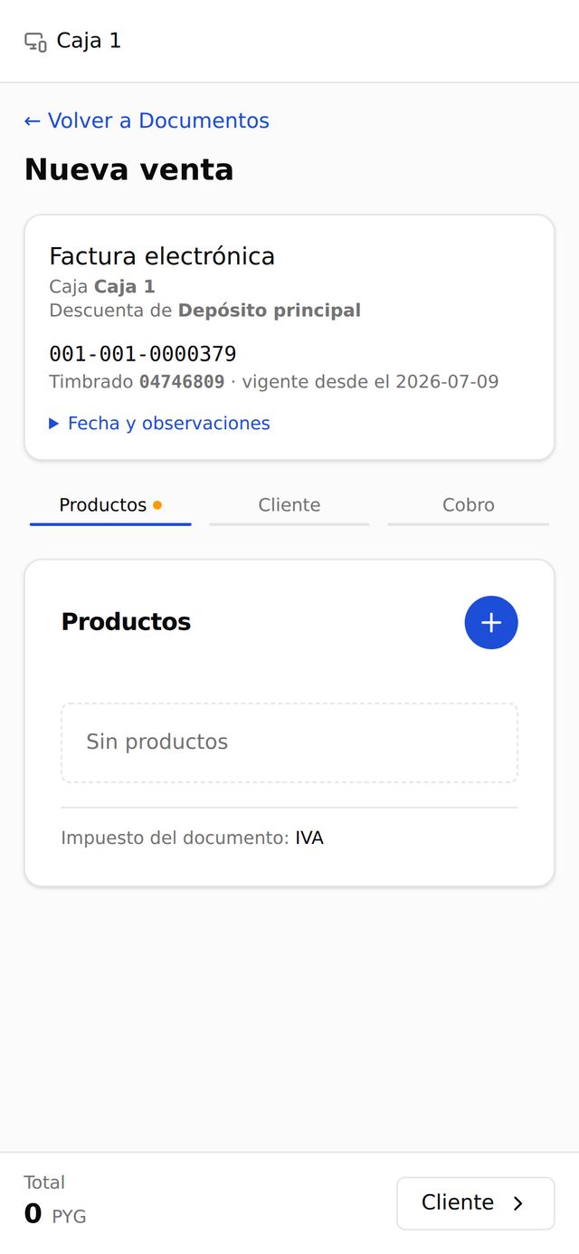 FactuManager en el celular: nueva venta con factura electrónica, caja, numeración y timbrado ya resueltos